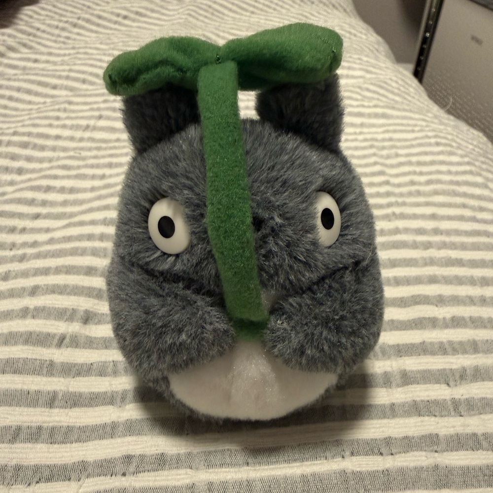 Gray Totoro with Green Leaf Plush